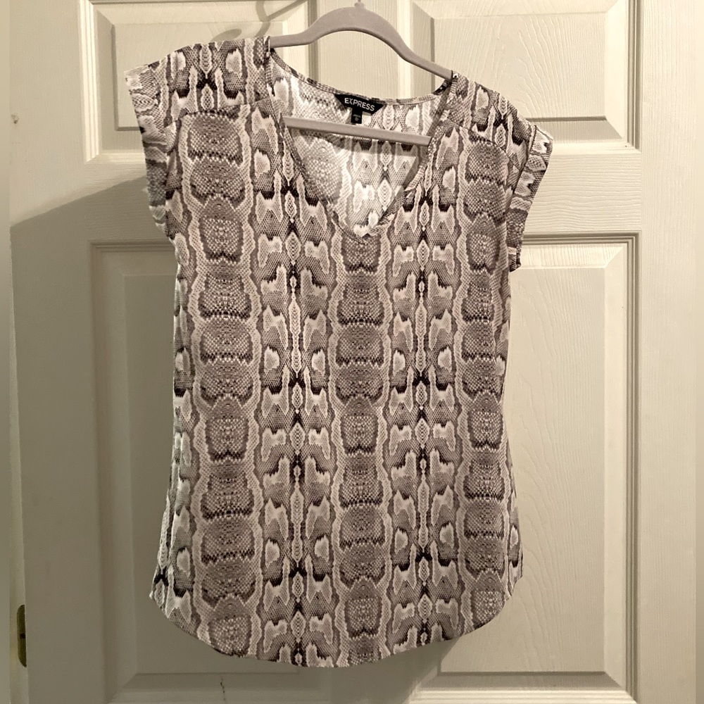 Silky Snakeskin Cap Sleeve Blouse